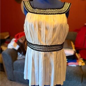 Moda International Cream Peplum Top with Black Bead Accents